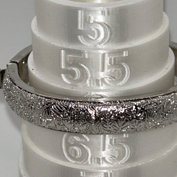 Monet Vintage Silvertone Hinged Bangle With Floral Engraved Design Elegant - Picture 15 of 16